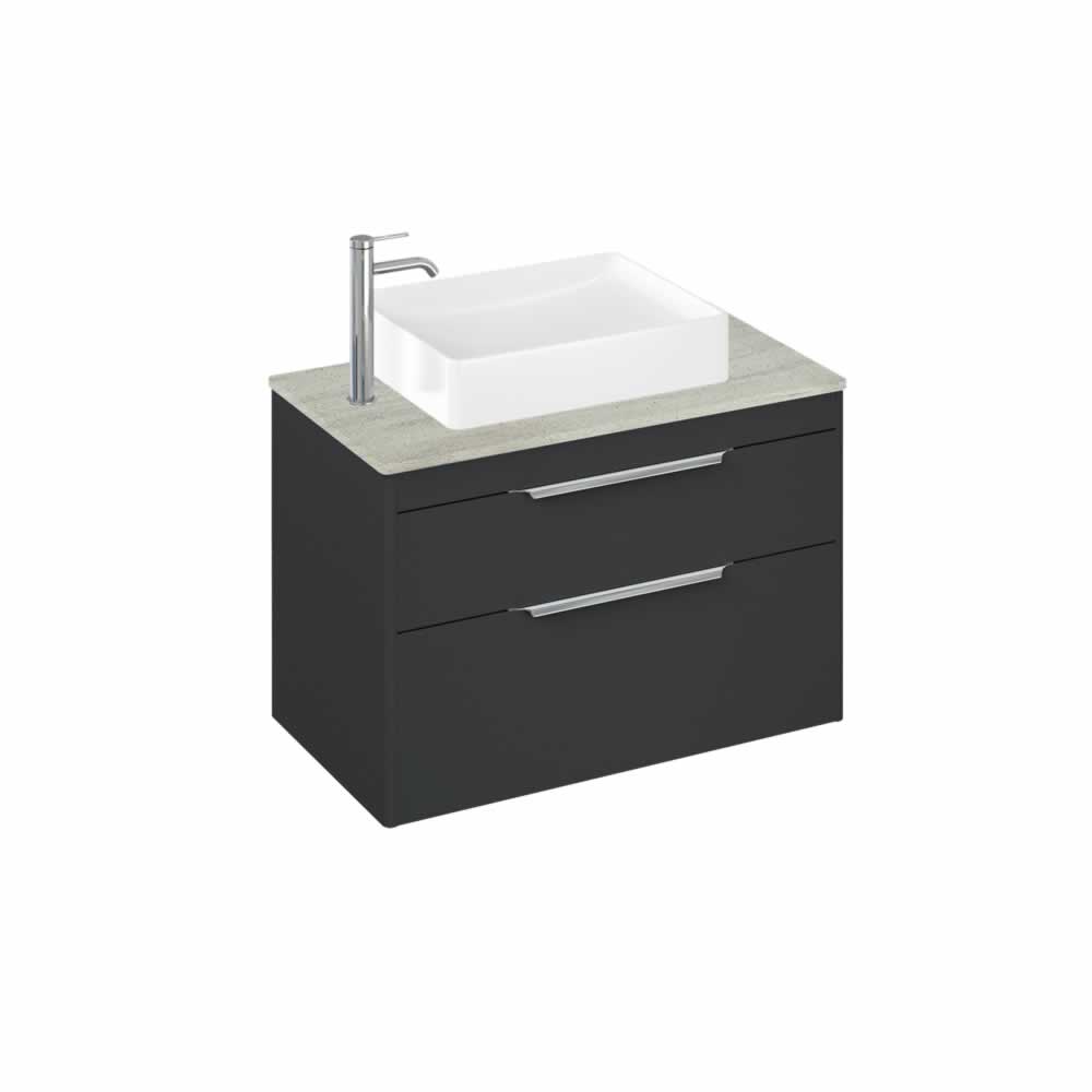 Shoreditch 85cm double drawer Matt Grey with Concrete Haze Worktop and Quad Countertop Basin